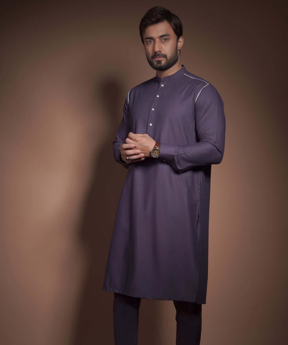 Deep Aubergine/Purple Textured Premium Kurta for Women - Elegant Indian Embroidered Tunic Top for Casual Wear & Festive Occasions