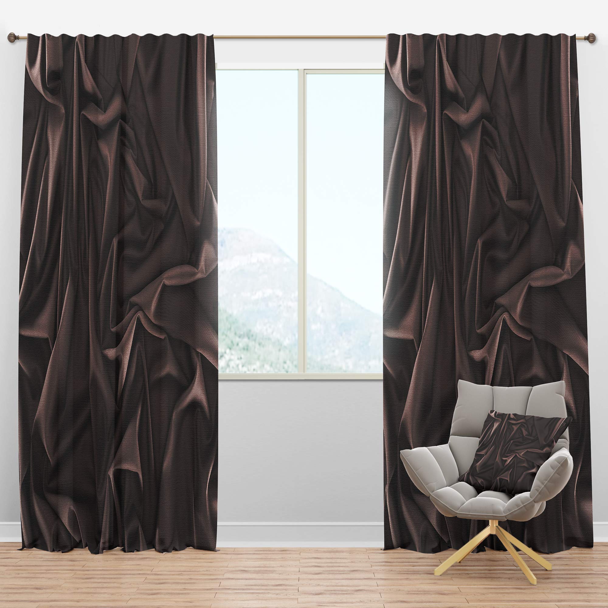 DesignQ Blackout Curtains - Thermal Insulated Single Panel (52x63) - Folded Dark Silk Waves for Bedroom & Living Room | Noise Reducing & Energy Saving Window Drapes for Better Sleep & Home Decor