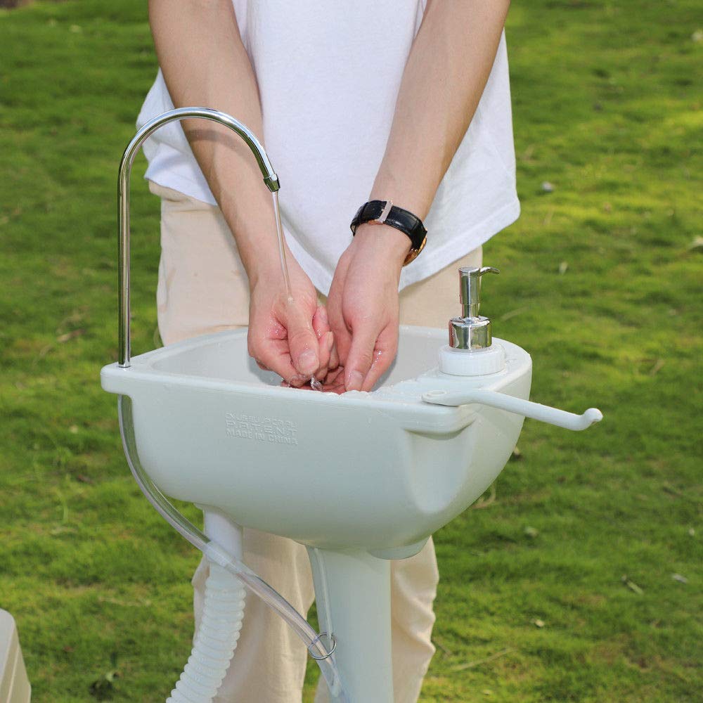 Portable Camping Toilet with Flush System & Hand Wash Basin - Wastewater Recycling for Outdoor, RV, and Emergency Use