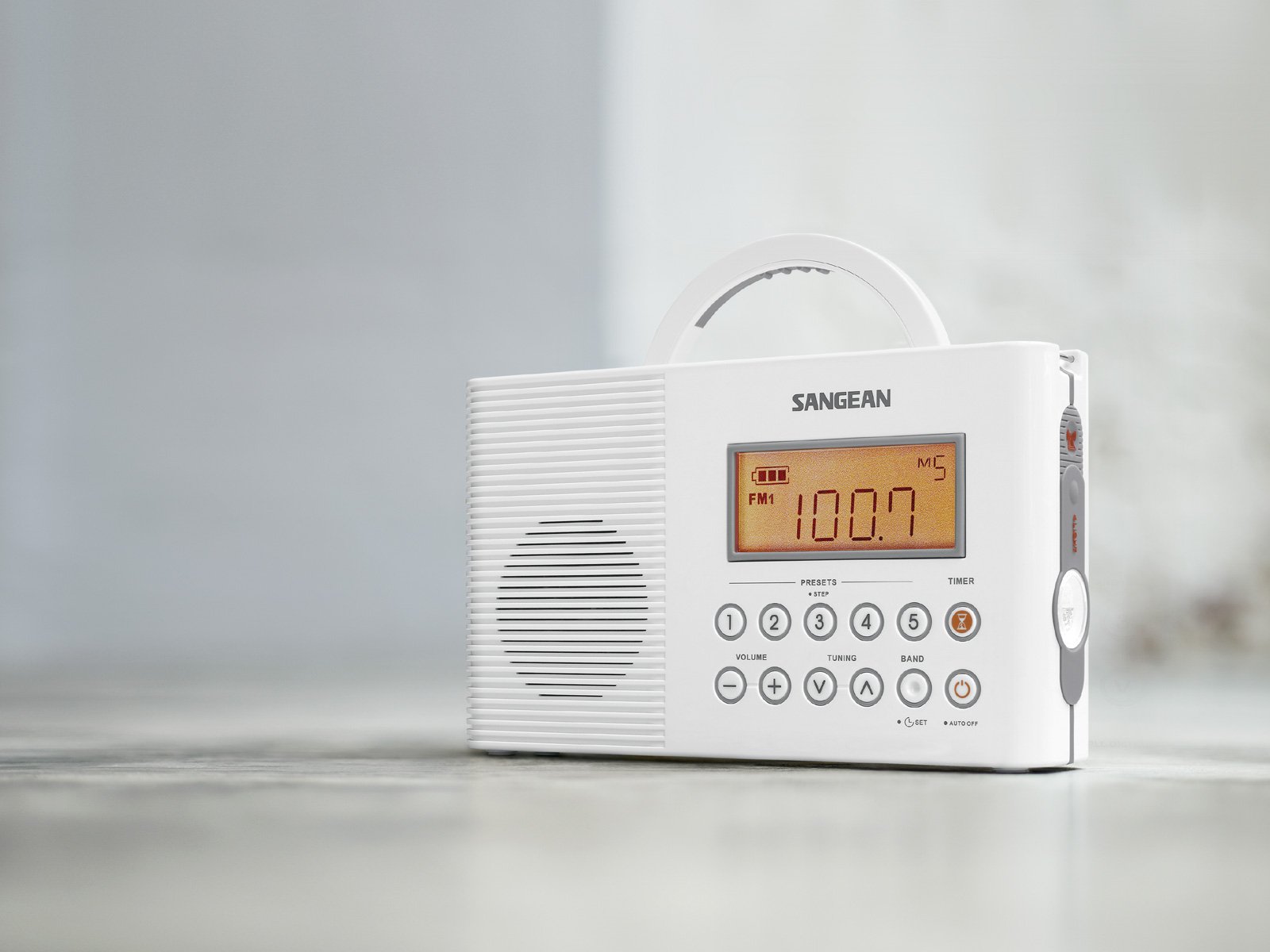 Sangean H201 Waterproof Shower Radio - AM/FM Portable Weather Alert Radio with White Finish | Perfect for Bathroom, Poolside & Outdoor Activities