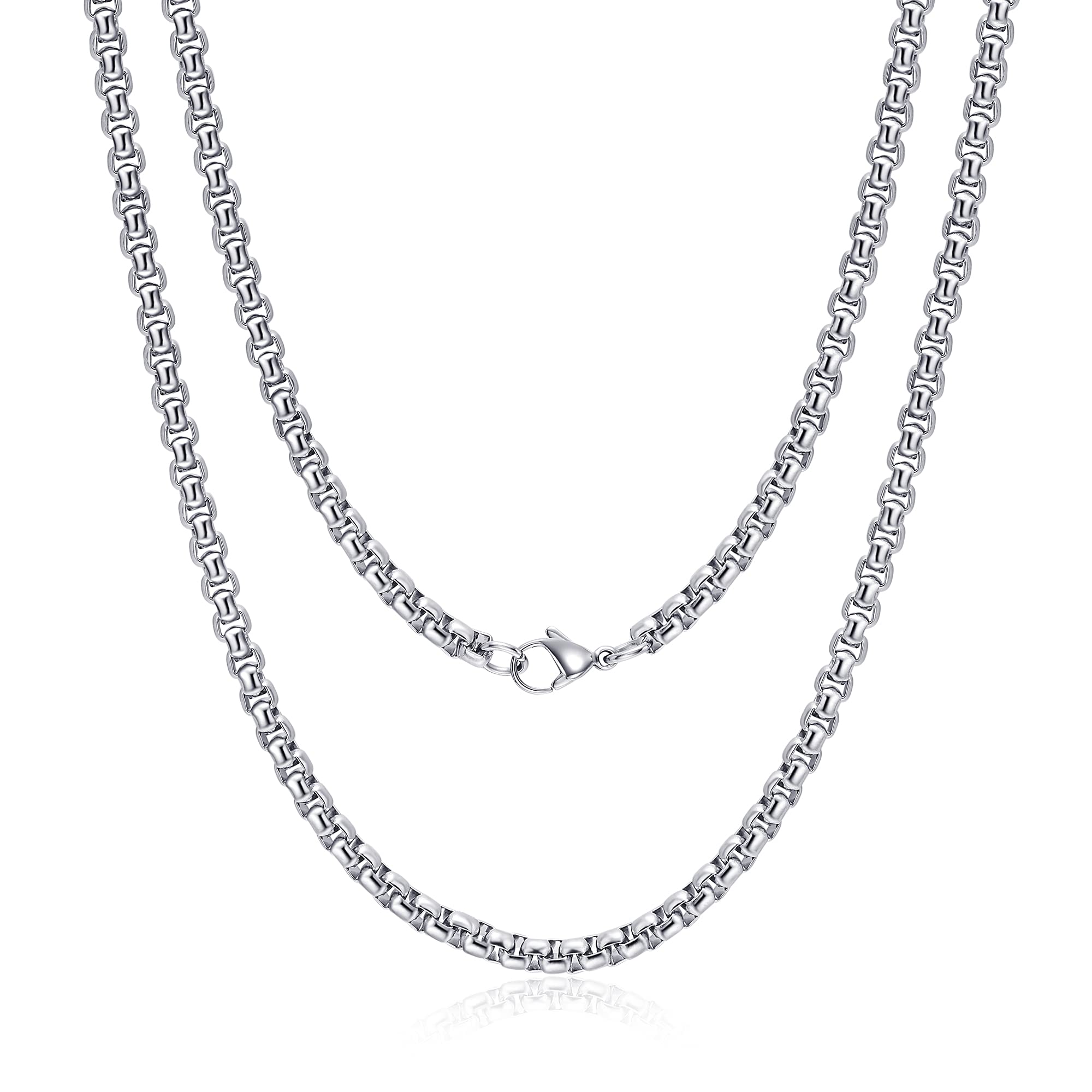 2mm-7mm 16-38 Inch Stainless Steel Rolo Chain Necklace for Men & Women - Durable Unisex Jewelry for Everyday Wear, Gifts & Layering