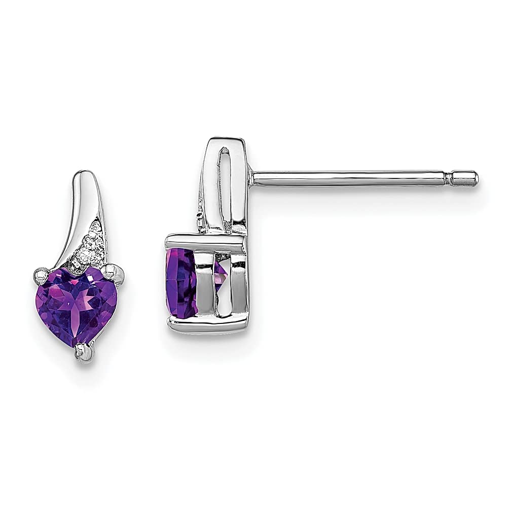 925 Sterling Silver Purple Amethyst Diamond Stud Earrings for Women - February Birthstone Jewelry, Elegant Ball Post Earrings for Gifts, Valentine's Day & Special Occasions