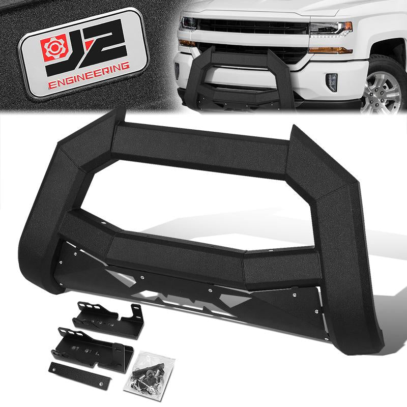 07-18 Chevy Silverado GMC Sierra Front Bumper Grille Guard - Heavy Duty Carbon Steel Bull Bar for Off-Road Protection & Truck Accessories