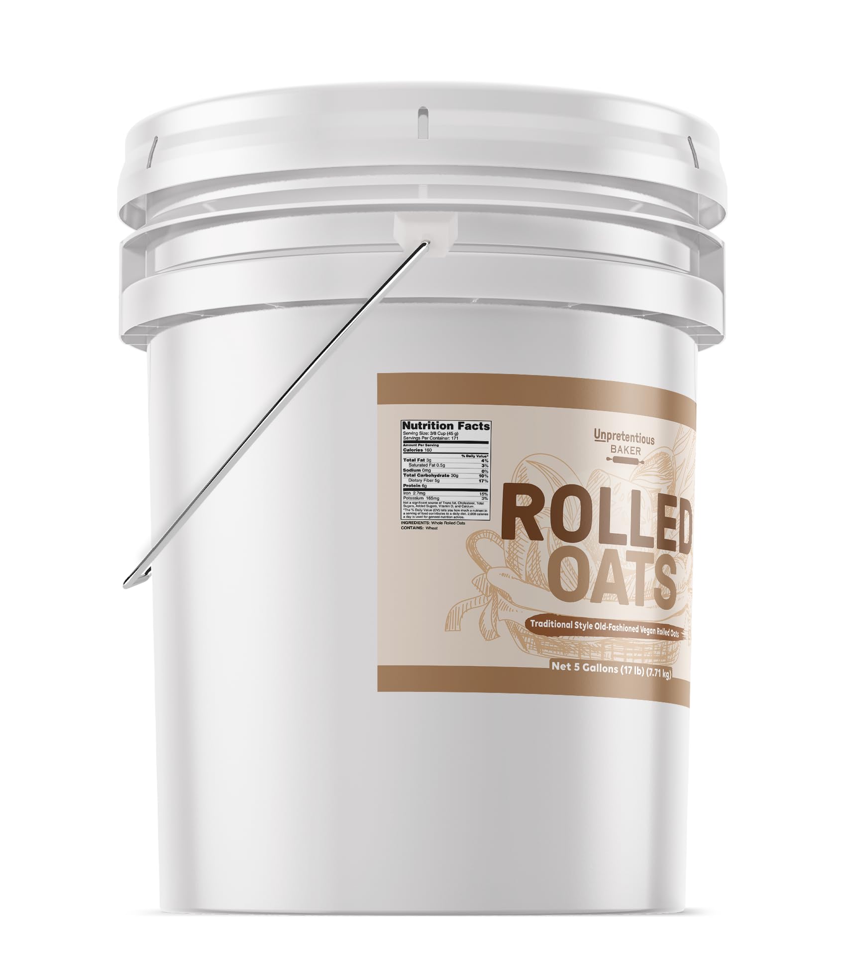 Organic Old Fashioned Rolled Oats - 5 Gallon Bulk Bag | High in Iron & Fiber | Perfect for Baking, Breakfast Cereal & Healthy Snacks