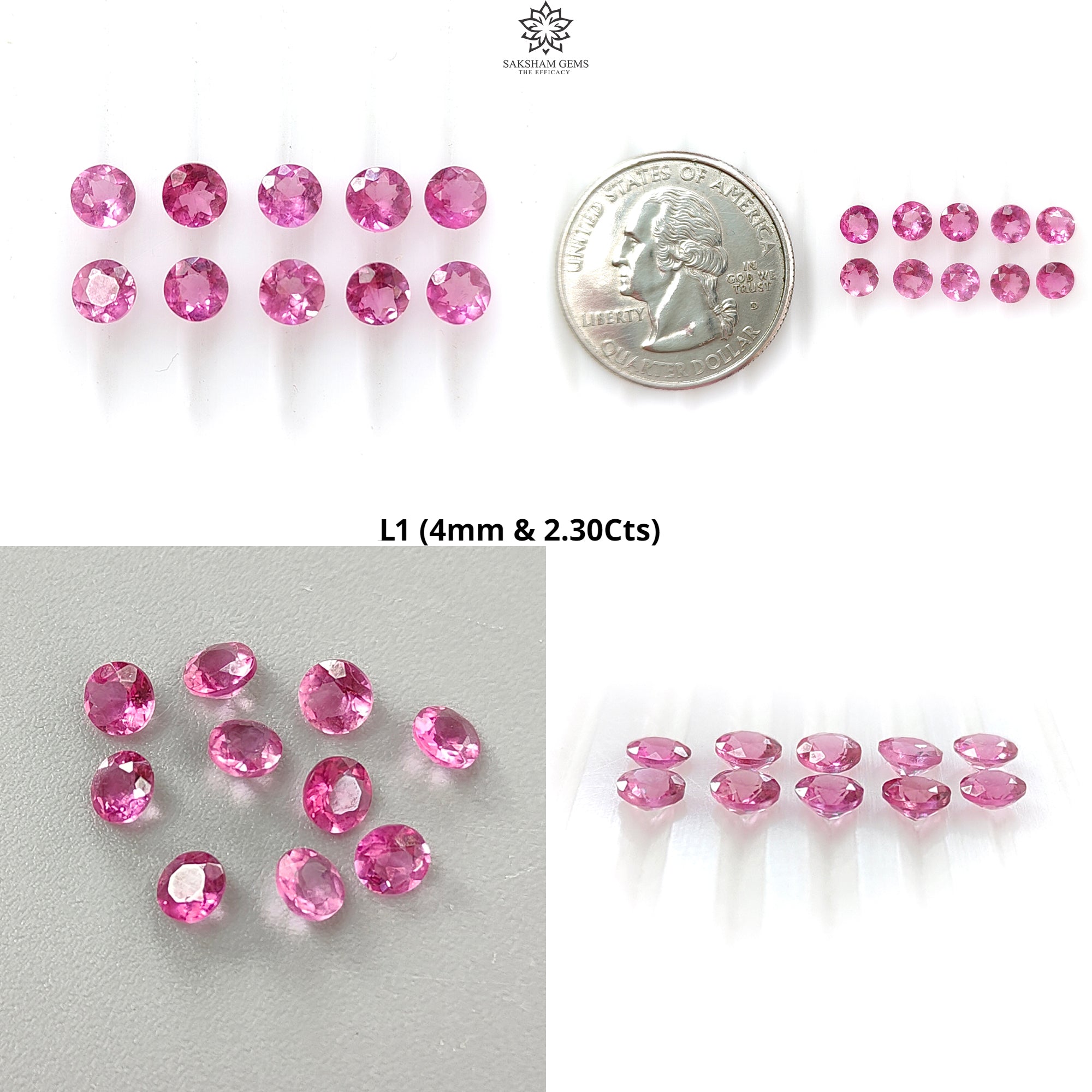 Natural Pink Tourmaline Gemstone - Faceted Round Cut Untreated Stones for Jewelry Making (Necklaces, Rings, Earrings) - Healing Crystal for Energy & Love