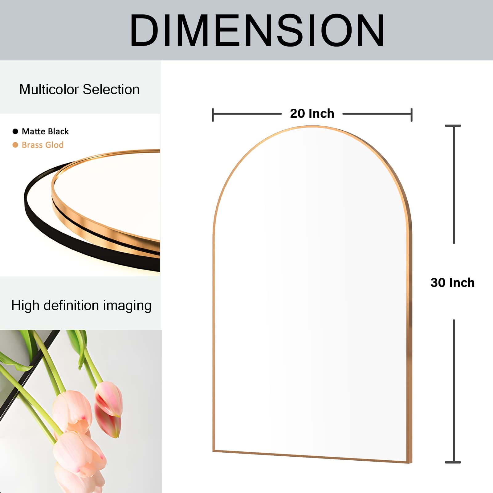 Gold Arched Wall Mirror Set - 20