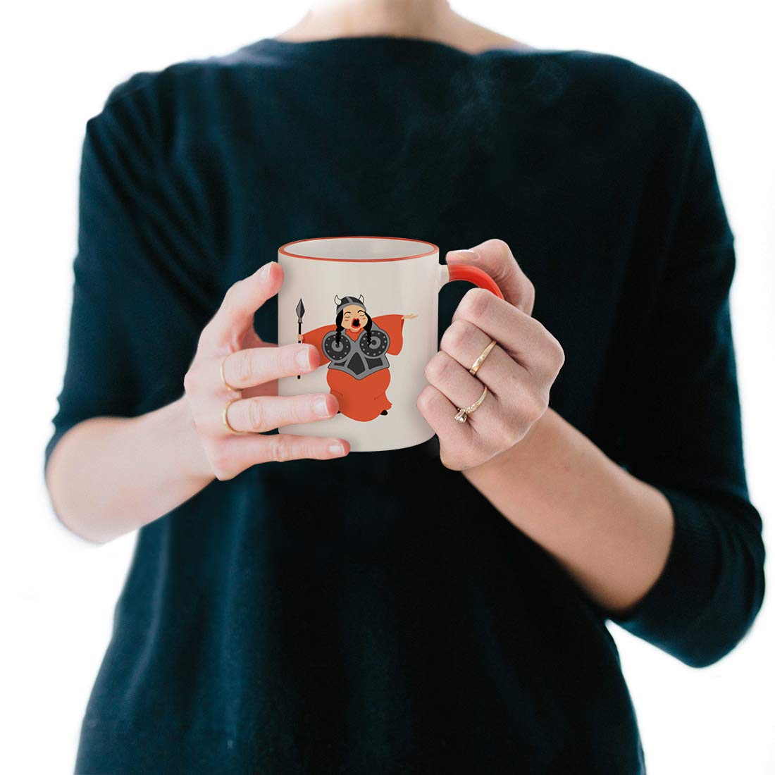 Funny 11oz Coffee Mug with Red Handle - 'Middle of the Road Fat Lady Sings' Humorous Gift for Office, Home & Tea Lovers - Perfect for Coffee, Tea or Hot Chocolate