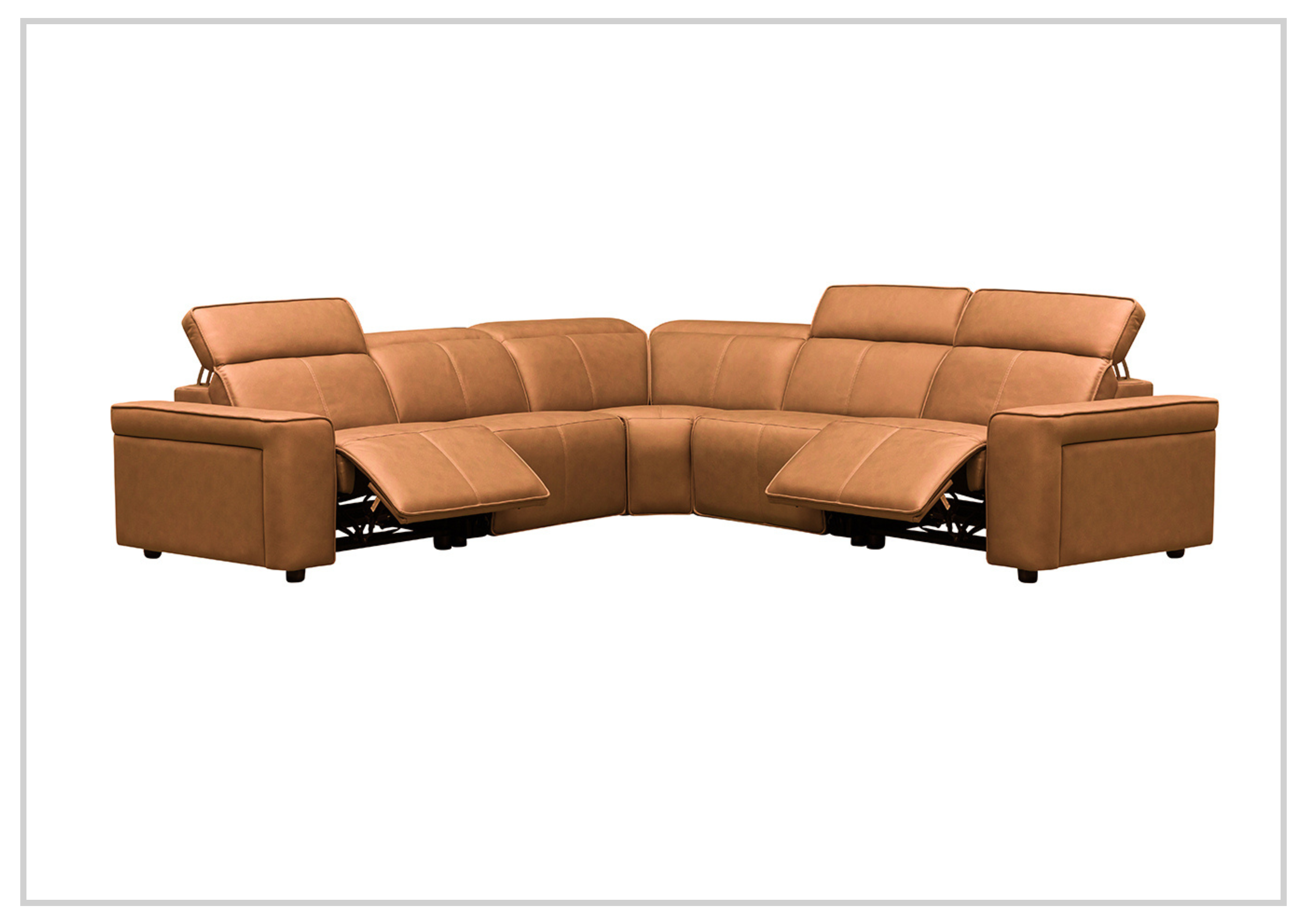 Klaussner Leonardo 6-Piece Power Recliner Sectional Sofa Set with USB Charging - Modern L-Shaped Living Room Furniture for Home Theater & Family Gatherings