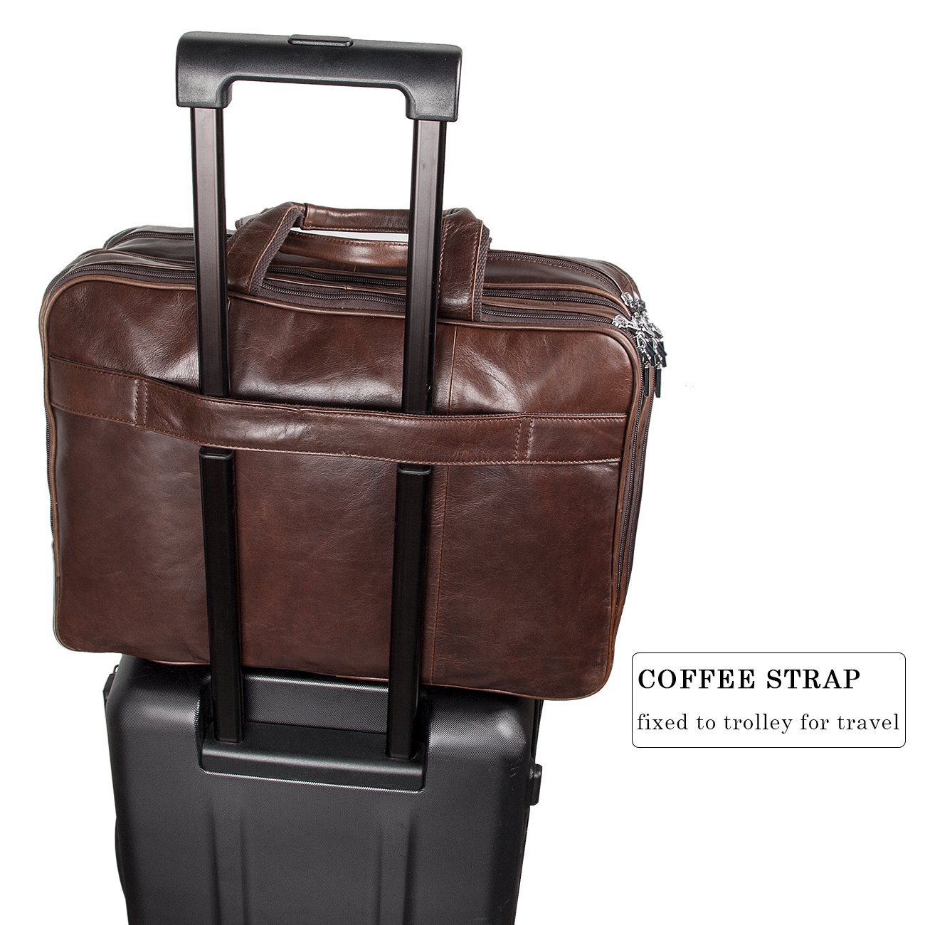 Premium Genuine Leather Business Travel Briefcase for Men - 15.6 Inch Laptop Bag & Stylish Duffel - Perfect for Office, Commute & Business Trips