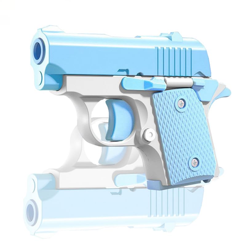 3D Printed 1911 Mini Pistol Fidget Toy for Adults & Kids - Stress Relief, ADHD & Anxiety Relief - Blue & White - Perfect Gift for Friends, Office & Home Use