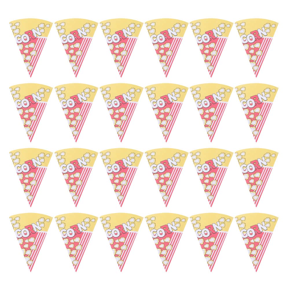 LUOZZY 100 Pcs Yellow Cone Paper Bags - Eco-Friendly Snack Bags for Popcorn, Candy, Nuts & Party Favors | Perfect for Movie Nights, Birthday Parties & Wedding Treats