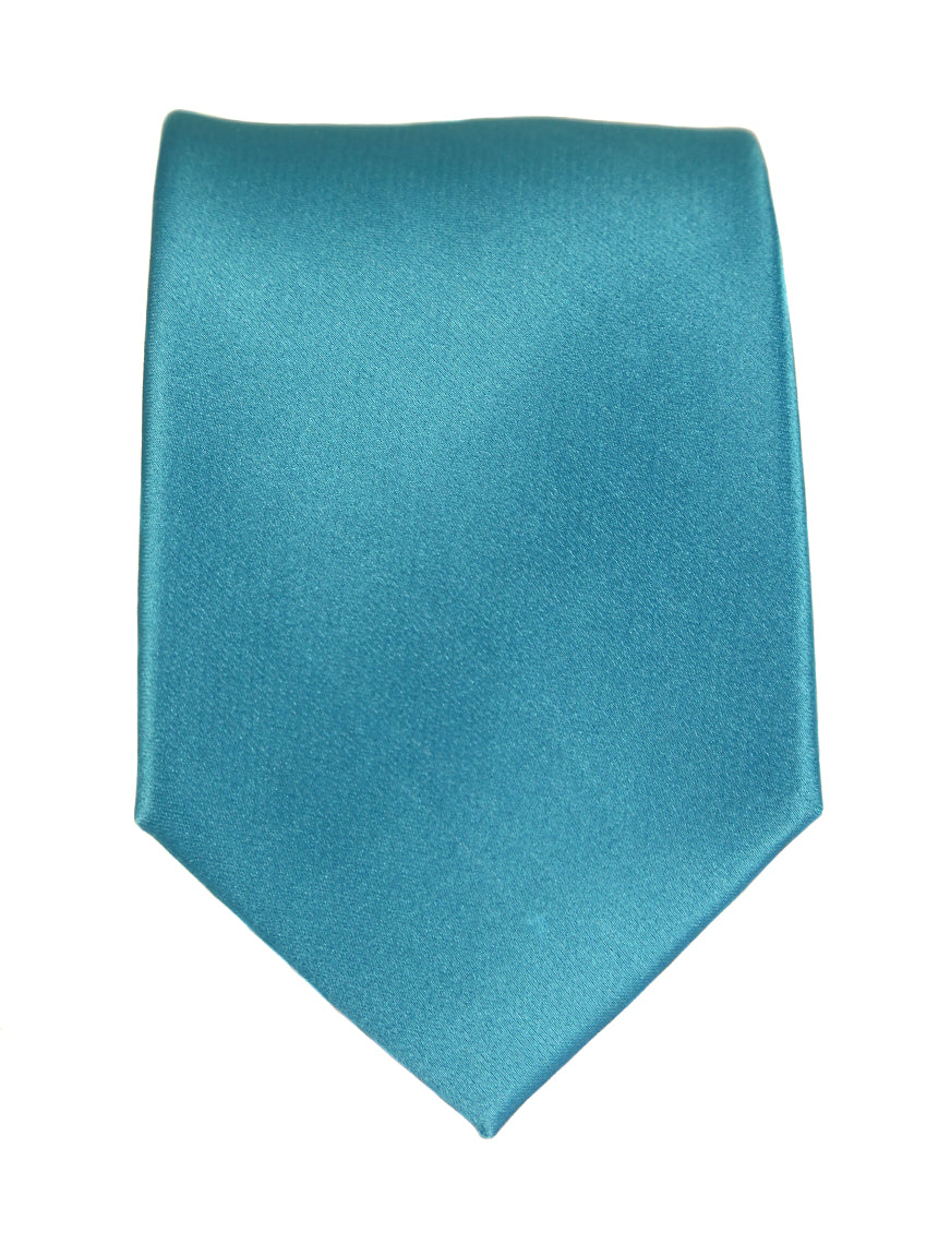 DÉCLIC Classic Plain Tie for Men - Aqua Blue Silk Necktie - Perfect for Business, Weddings & Formal Events