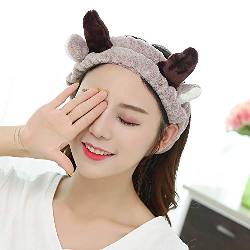 Elk Headband for Women & Girls - Soft Fleece Spa Facial Headband, Makeup Headwrap for Skincare & Hair Care - Perfect for Birthday, Christmas, Valentine's Day Gifts (Coffee Brown) | Great for Home Spa Days, Salon Visits & Self-Care Routines