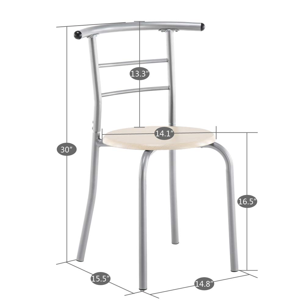 3-Piece Bistro Dining Table Set with 2 Chairs - Compact Breakfast & Kitchen Table with Metal Frame & Storage Shelf (Natural) - Perfect for Small Spaces, Apartments, and Cozy Cafés