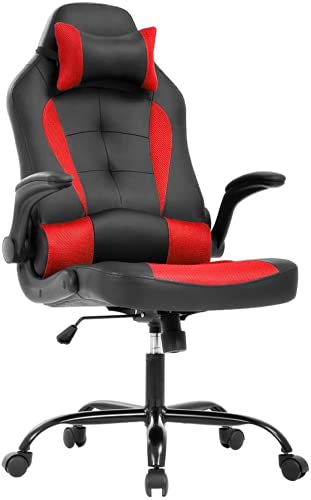 Ergonomic Racing Gaming Chair - High Back PU Leather Office Chair with Lumbar Support & Headrest - Adjustable Swivel Computer Chair for Home, Office & Gaming - Perfect for Long Hours of Work & Play