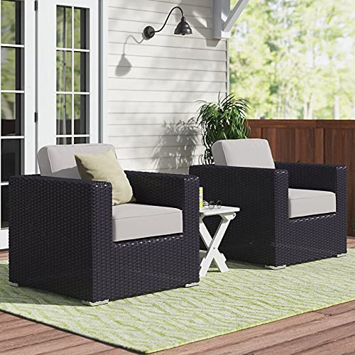 Outdoor Club Chair Set of 2 with Cushions - Waterproof Patio Furniture for Garden, Poolside, Deck & Backyard Relaxation