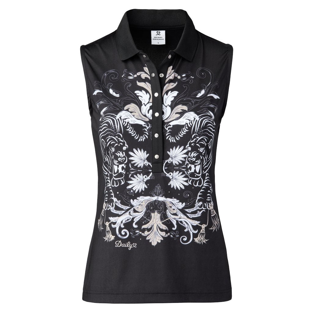 Women's Sleeveless Golf Polo Shirt - Breathable Moisture-Wicking Activewear for Golf, Tennis & Outdoor Sports (Black) | Perfect for Summer Practice & Club Tournaments