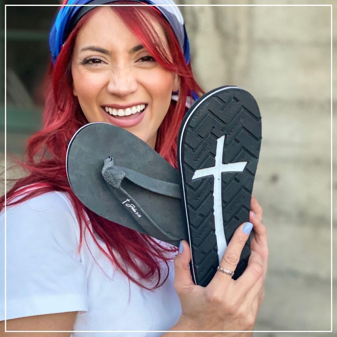 Women's Christian Sandals with John 3:16 Bible Verse - Comfortable Flip Flops for Church, Beach & Summer Outfits - Unique Religious Apparel & Footwear