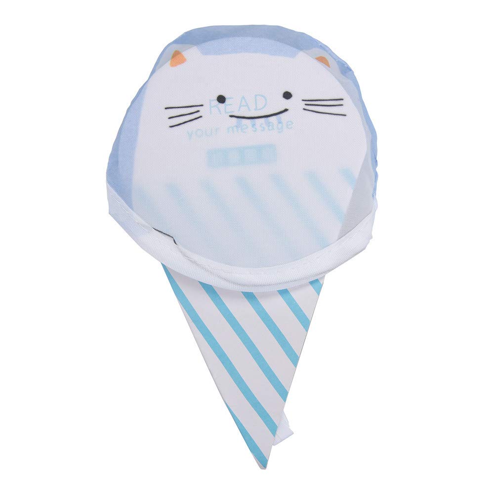 Mini Folding Hand Fans - Portable Travel Fan with Ice Cream Design, 7.87 Inch Small Cloth Fan for Summer, Beach, Wedding, Party (Blue, Pack of 10)
