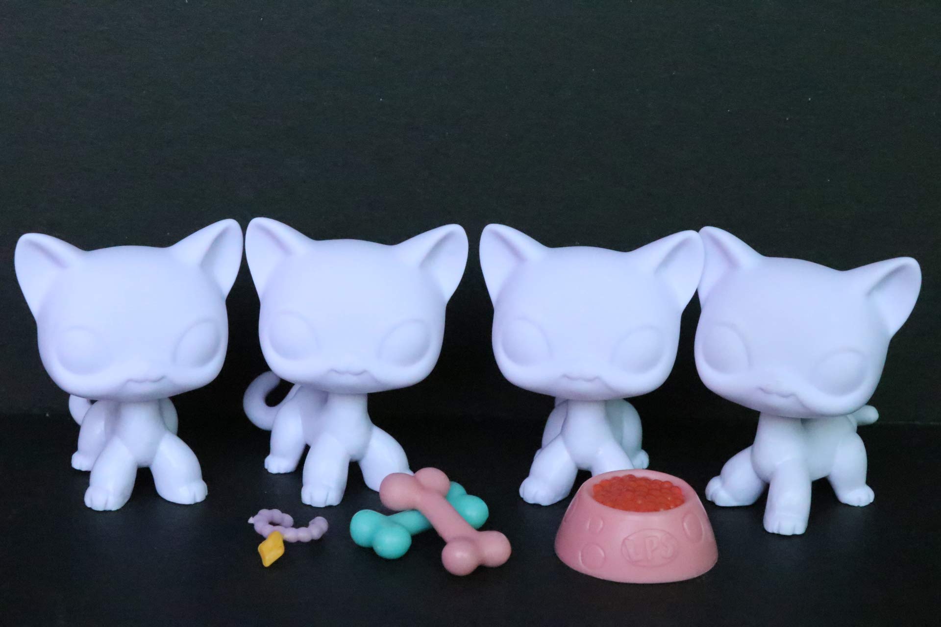 OOAK LPS Shorthair Cat White Base Molds with Accessories - 4pcs Set for Custom Doll Creations | Perfect Gift for Kids & Collectors | DIY Crafting & Doll Customization Projects