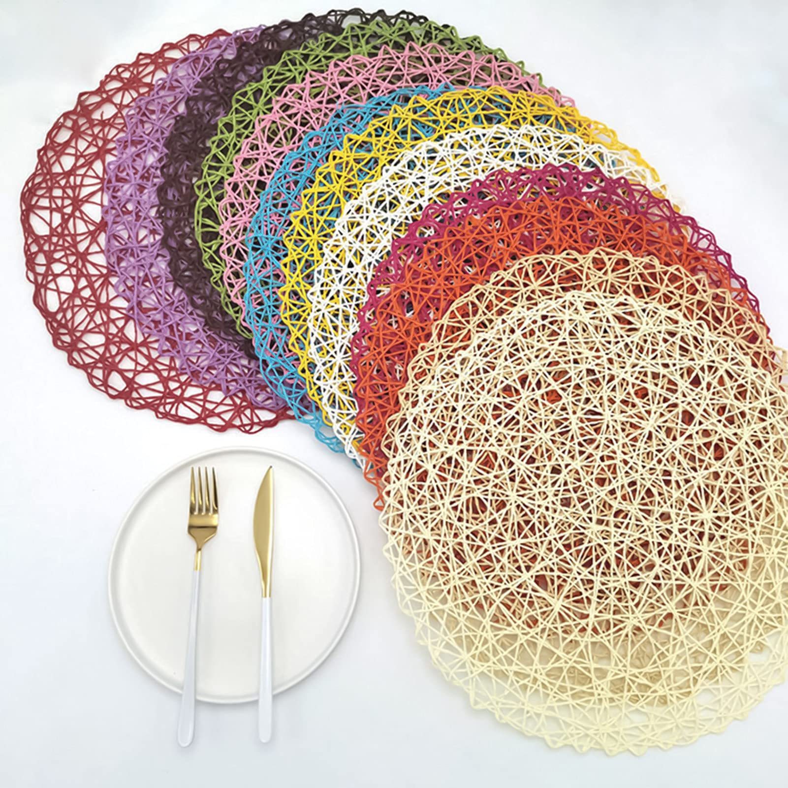 Premium Round Yellow Table Place Mats & Coasters Set - Durable Multifunctional Bowl Mats for Home, Cafe, and Restaurant Decor - Ideal for Dining, Parties, and Daily Use