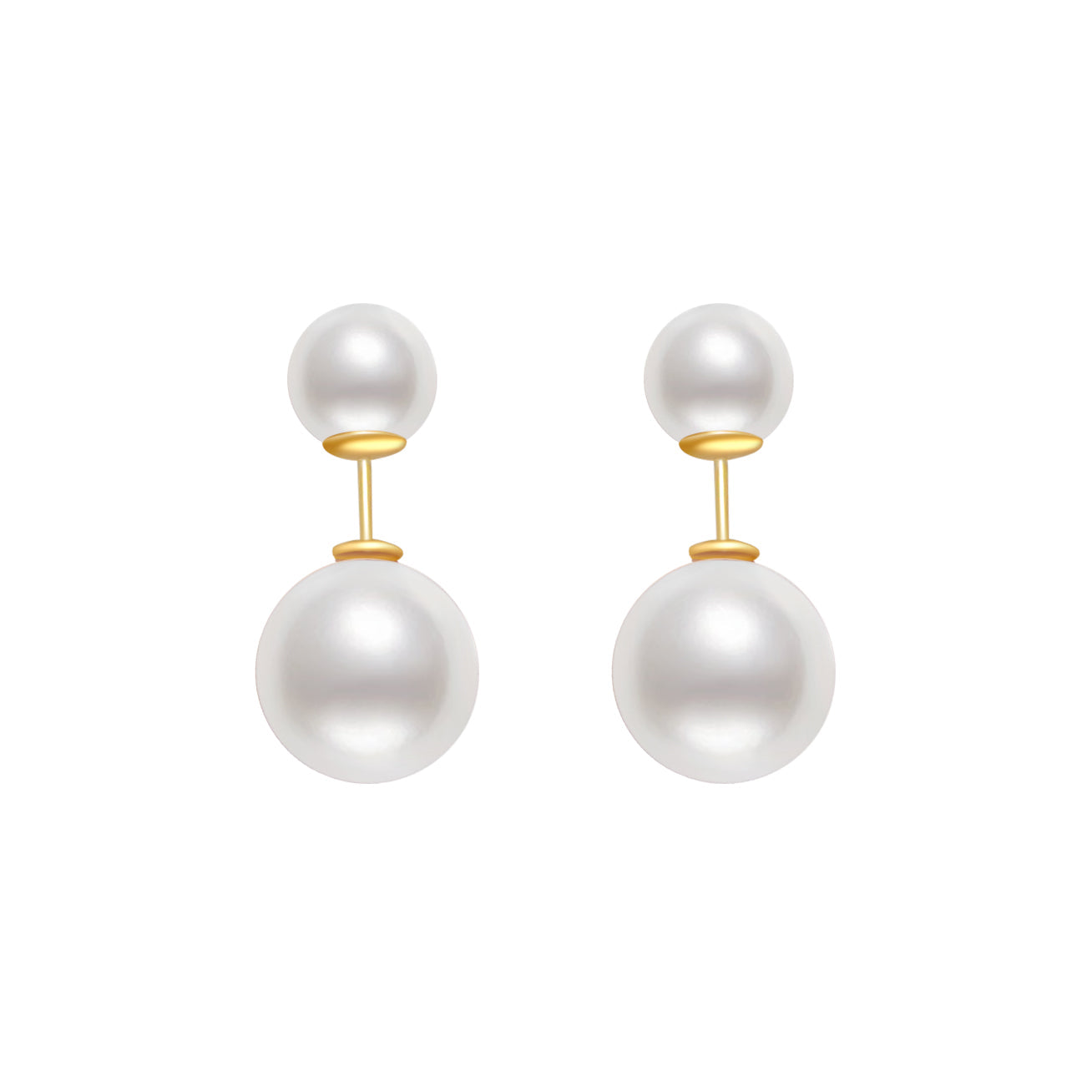18K Solid Gold Interchangeable Freshwater Pearl Earrings KE00042 - Elegant Dangle Earrings for Women | Perfect for Weddings, Parties & Everyday Wear