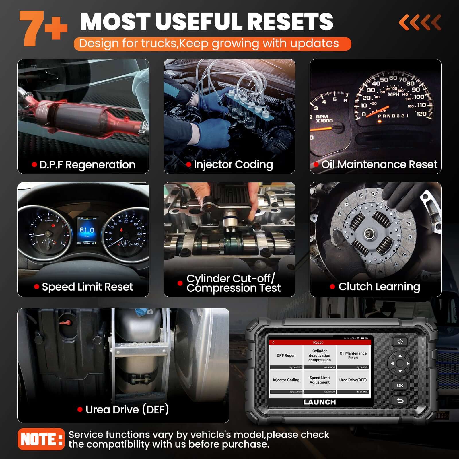 LAUNCH CRP129 HD Elite Heavy Duty Truck Full System Scanner with 7 Resets - Professional OBD2 Diagnostic Tool for Diesel & Gas Engines - Perfect for Mechanics & DIY Auto Repairs