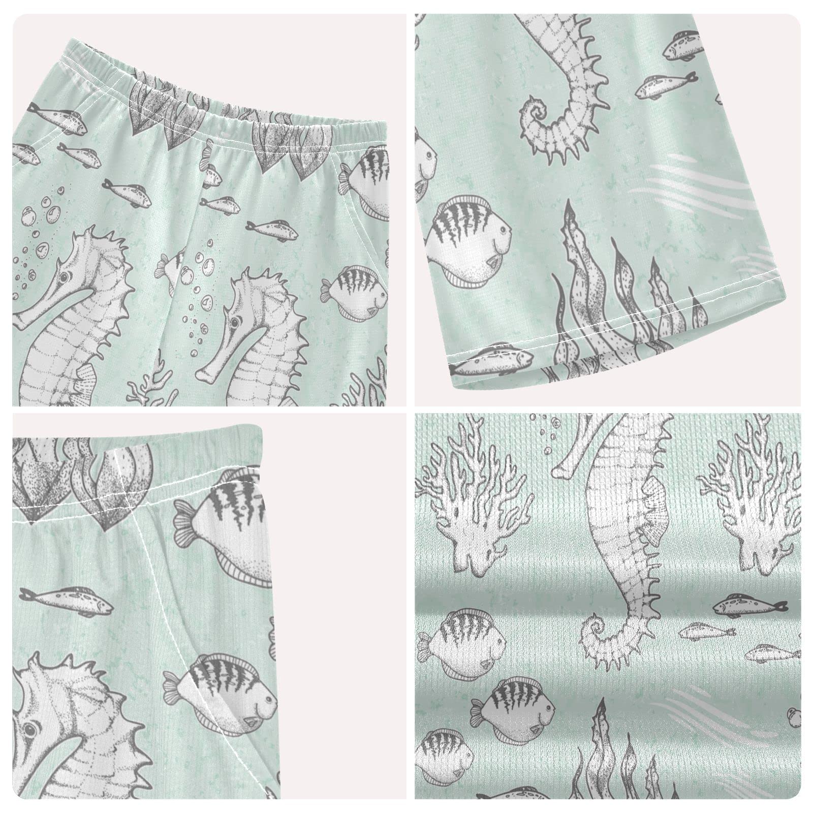Boys Summer Outfits - Night Sea Print Shirt & Shorts Set | Playwear for Kids & Toddlers | Beach Vacation, Outdoor Play & Casual Wear