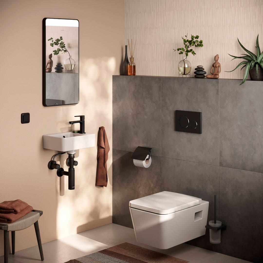 Hansgrohe AddStoris Toilet Paper Holder in Matte Black - Modern Bathroom Tissue Roll Stand for Home & Commercial Use (Model 41753670) | Perfect for Bathrooms, Restrooms, and Powder Rooms