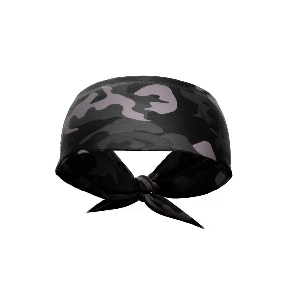 Blackout Camo Tie Headband - Adjustable & Breathable for Running, Workouts & Outdoor Activities