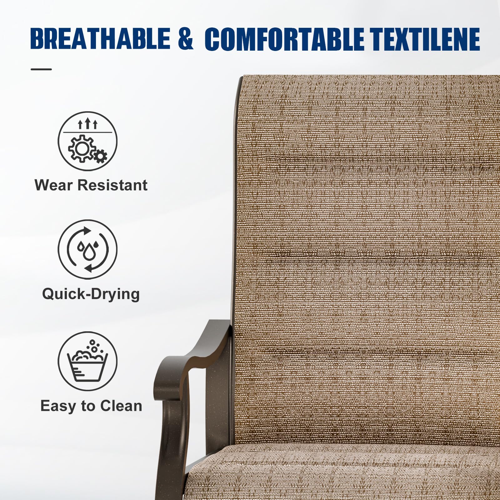 UDPATIO 2-Piece Swivel Dining Chair Set - High Back Outdoor Chairs with All-Weather Breathable Textilene Cushions & Metal Rocking Frame - Perfect for Patio, Garden, Lawn, Backyard, Poolside & Outdoor Dining Areas - Brown