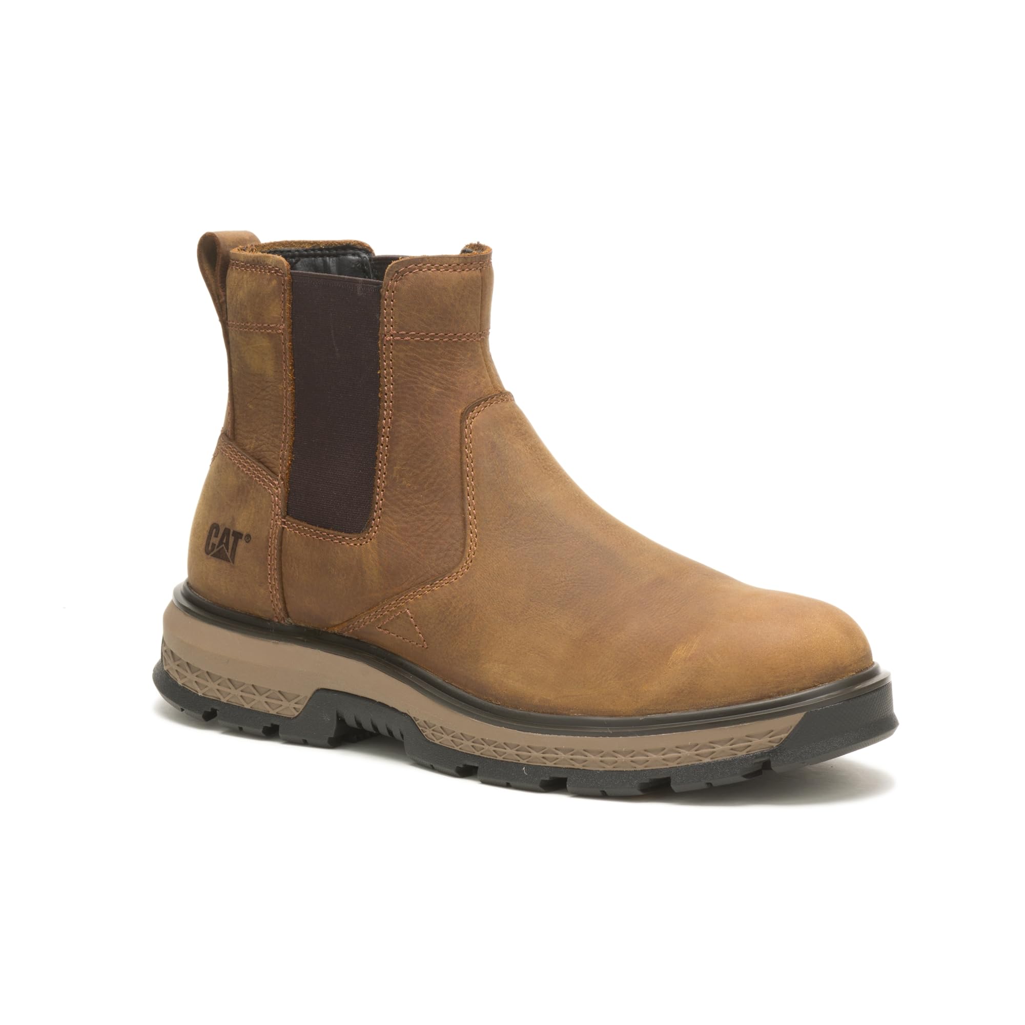 CAT Men's Exposition Chelsea Boot - Waterproof Leather Work Boots for Men - Comfortable & Durable for Outdoor, Work & Casual Wear
