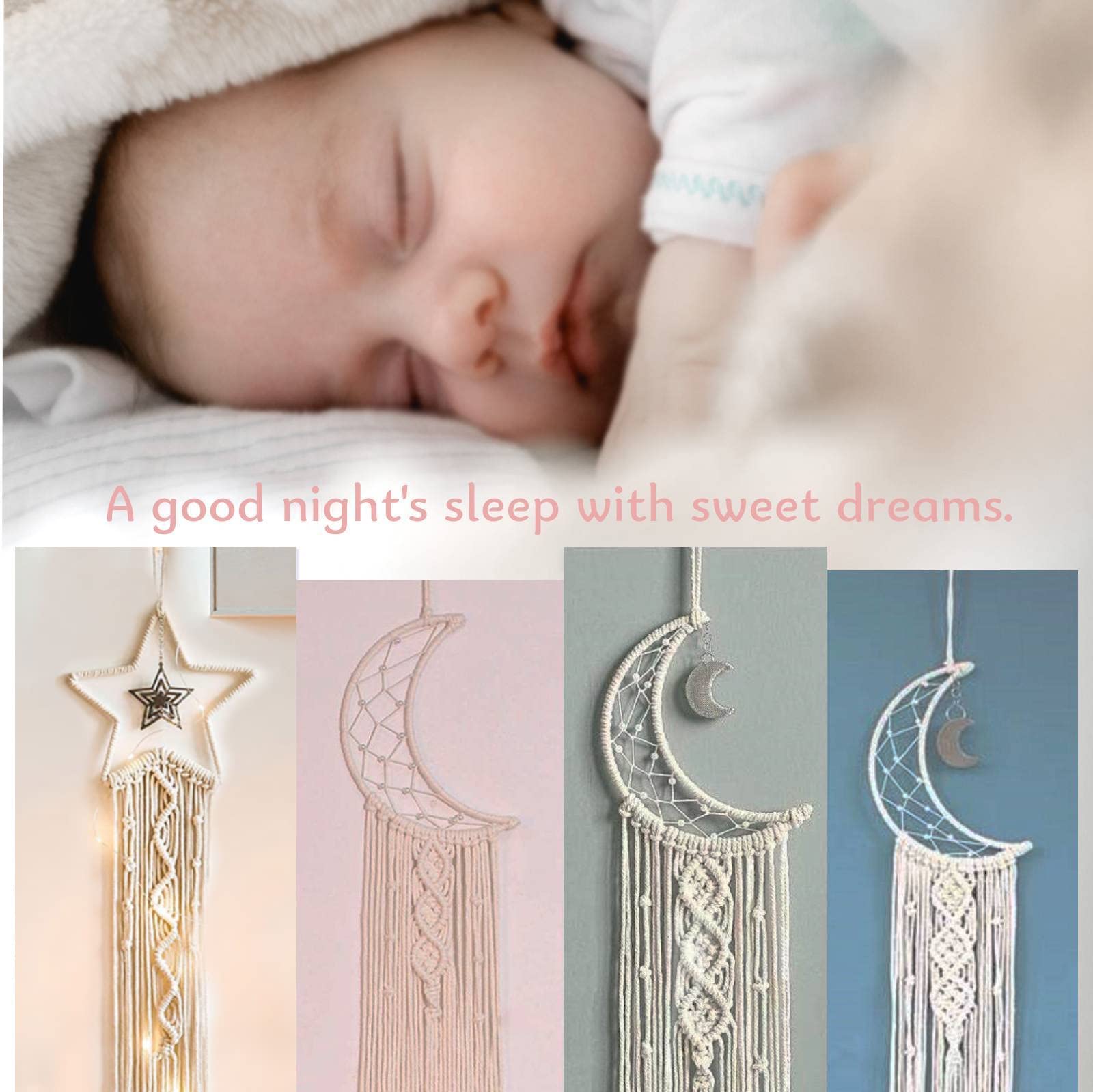 Star Moon Dream Catcher with LED Lights - Handmade Macrame Wall Hanging for Bedroom, Boho Home Decor for Girls, Teens & Adults - Perfect for Nursery, Dorm Room & Meditation Space