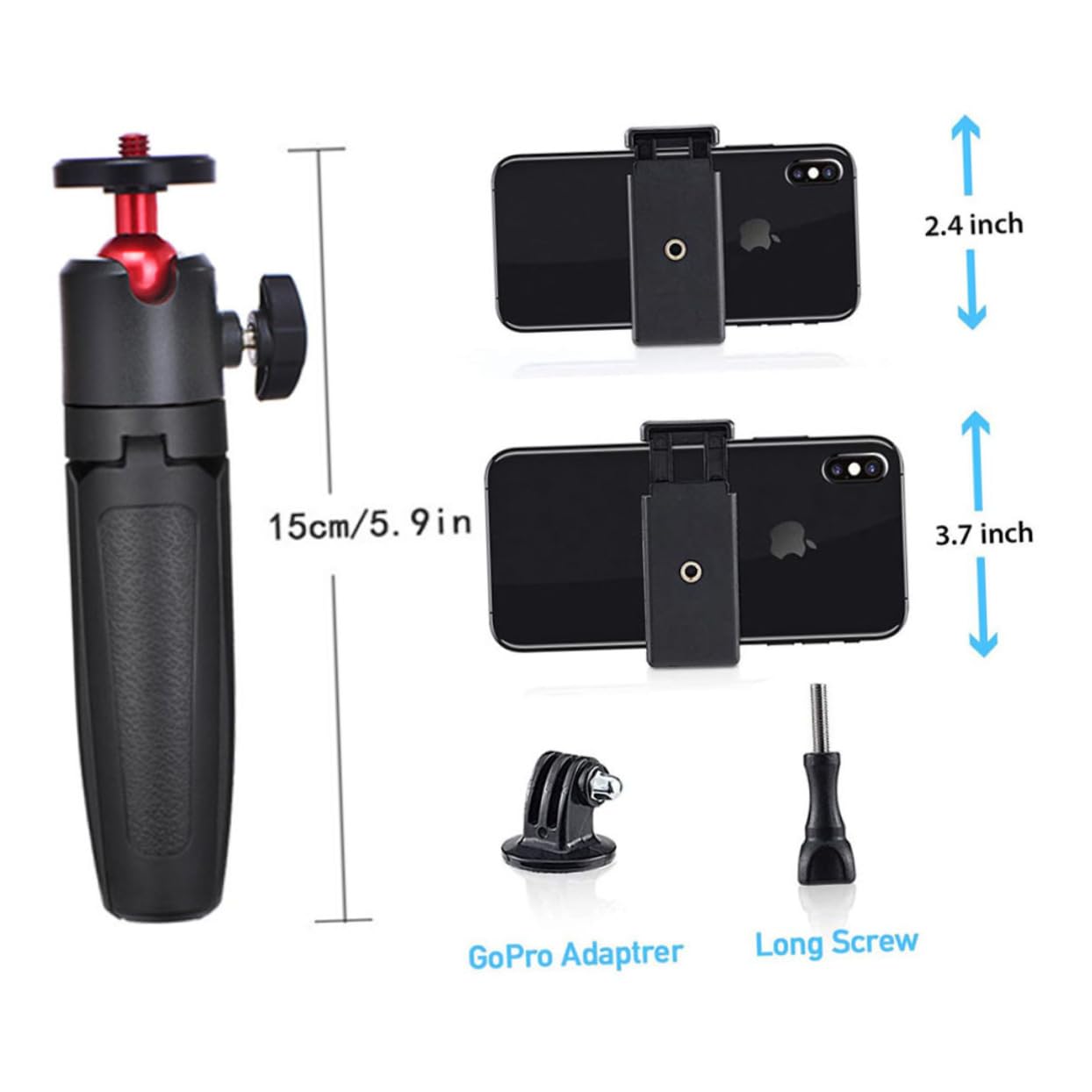 Jojofuny 3-Pack PTZ Outdoor Aluminum Alloy Extendable Sports Camera Desktop Monopods - Adjustable Phone Tripod Holder & Bracket for Cell Phone, PC, Mini Camera - Perfect for Vlogging, Live Streaming & Outdoor Photography