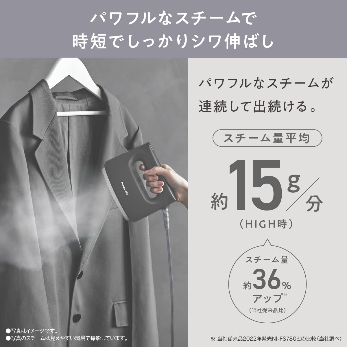 Panasonic NI-FS790 360° Powerful Steam Garment Steamer with 3-Temperature Settings - 100V Japan Import (Black) | Perfect for Travel, Home Use & Professional Clothing Care