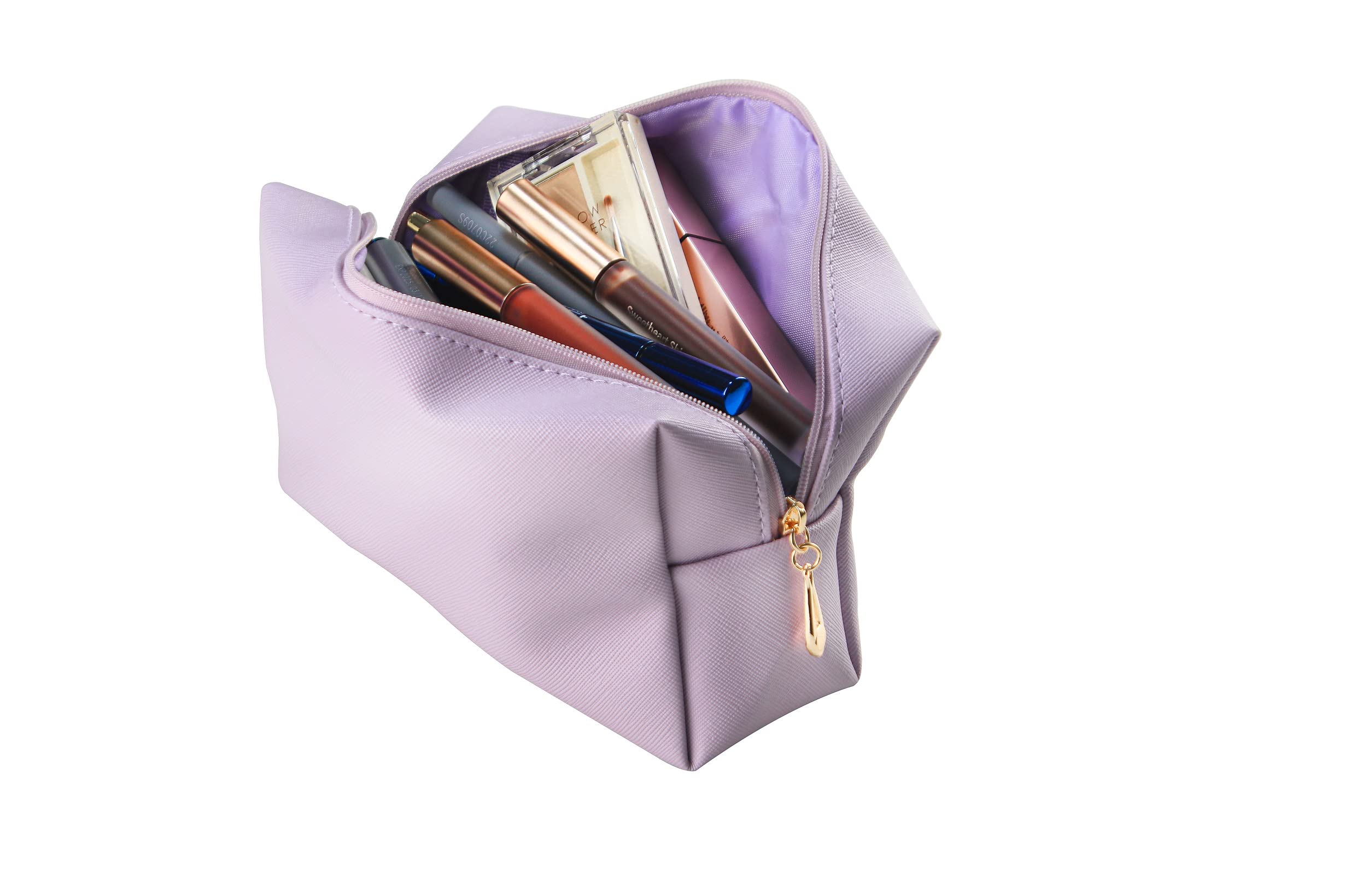 Portable Waterproof Makeup Bag for Women - Small Travel Cosmetic Pouch & Toiletry Organizer (Light Purple) - Perfect for Travel, Gym, and Everyday Essentials Storage