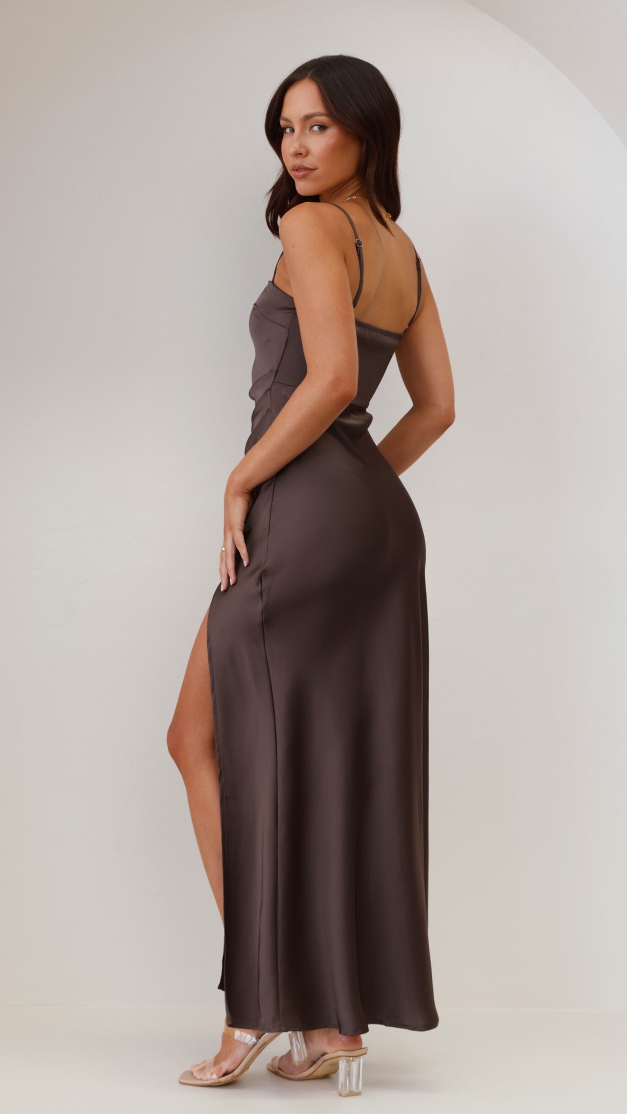 Ilana Maxi Dress for Women - Elegant Espresso Brown Long Flowy Dress for Summer, Beach, and Casual Wear