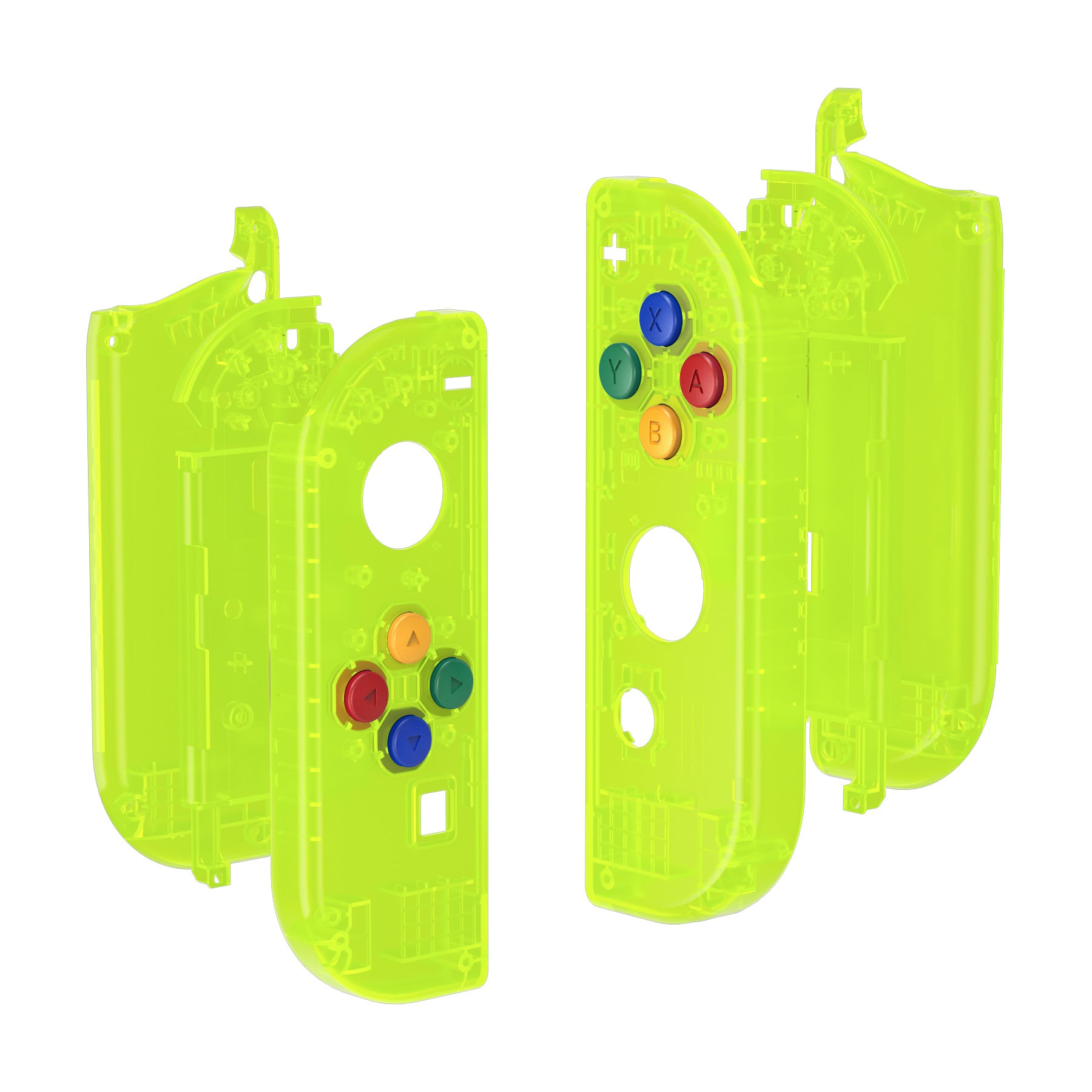 eXtremeRate Clear Lime Green Joycon Controller Shell Replacement Kit for Nintendo Switch & OLED - Full Set Buttons, DIY Housing Case (Joy-Con & Console Not Included) - Perfect for Gaming Enthusiasts & Custom Mods
