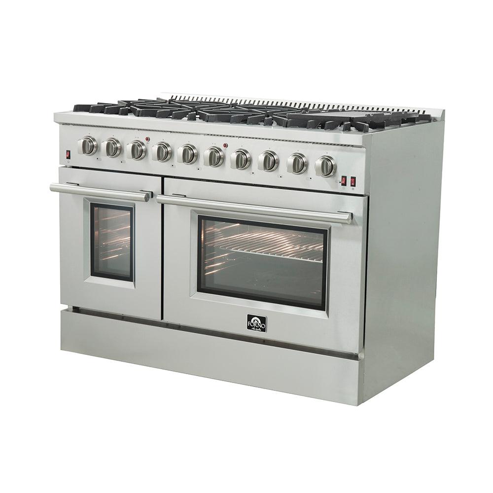 Forno Galiano Professional 48-inch 6.58 cu. ft. Stainless Steel Gas Range with 4 Burner Stove & Convection Oven - Perfect for Home Kitchen & Restaurant Cooking (Model FFSGS6244)