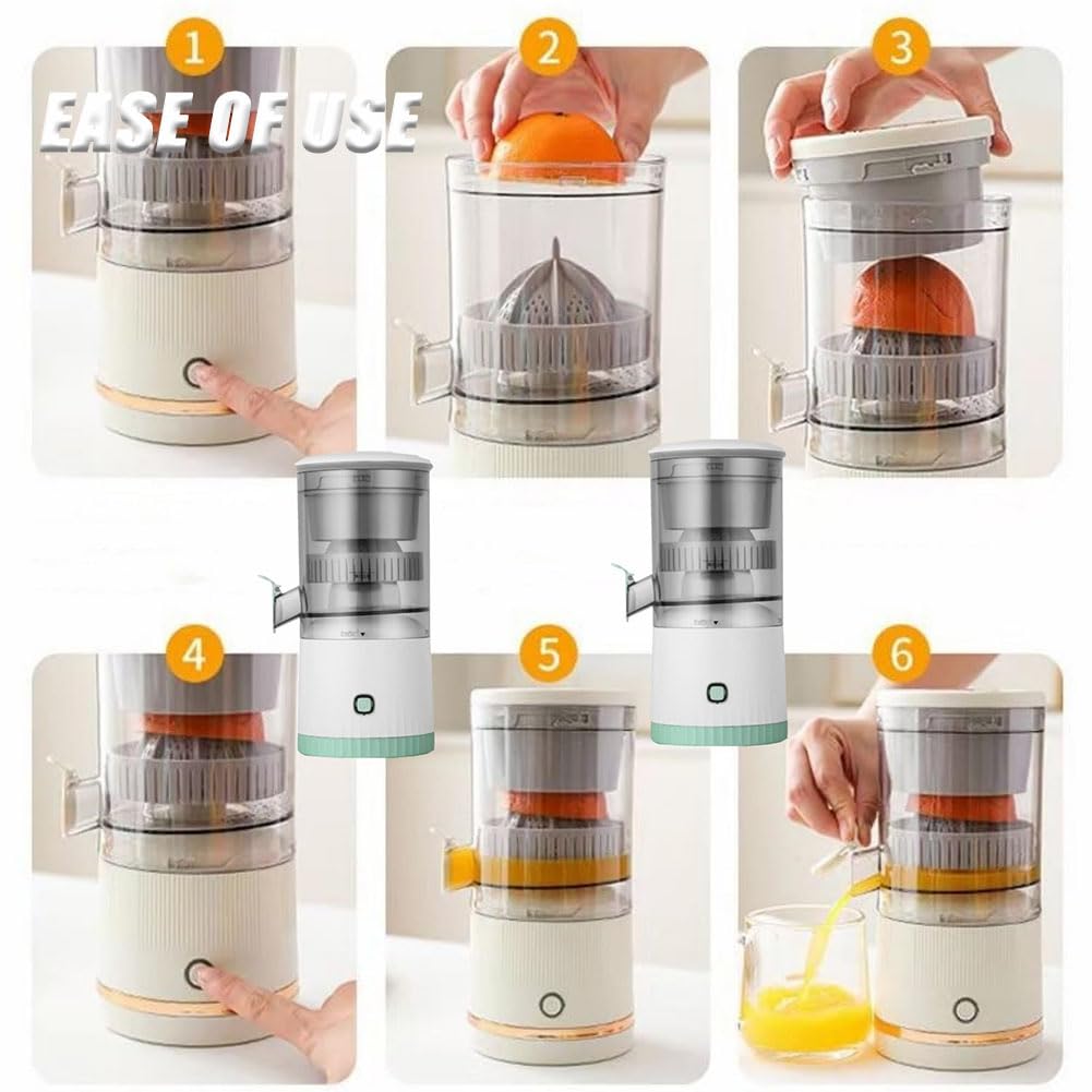Electric Citrus Juicer - Rechargeable 7.4V Orange Lemon Grapefruit Juicer Machine, Portable Fruit Juice Extractor for Kitchen, Camping & Travel (Blue)