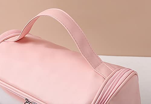 Clear Zippered Travel Toiletry Bag - Transparent Cosmetic Organizer for Makeup Brushes & Essentials - Waterproof Wash Bag for Women & Men - Perfect for Air Travel, Gym, Camping (Pink)