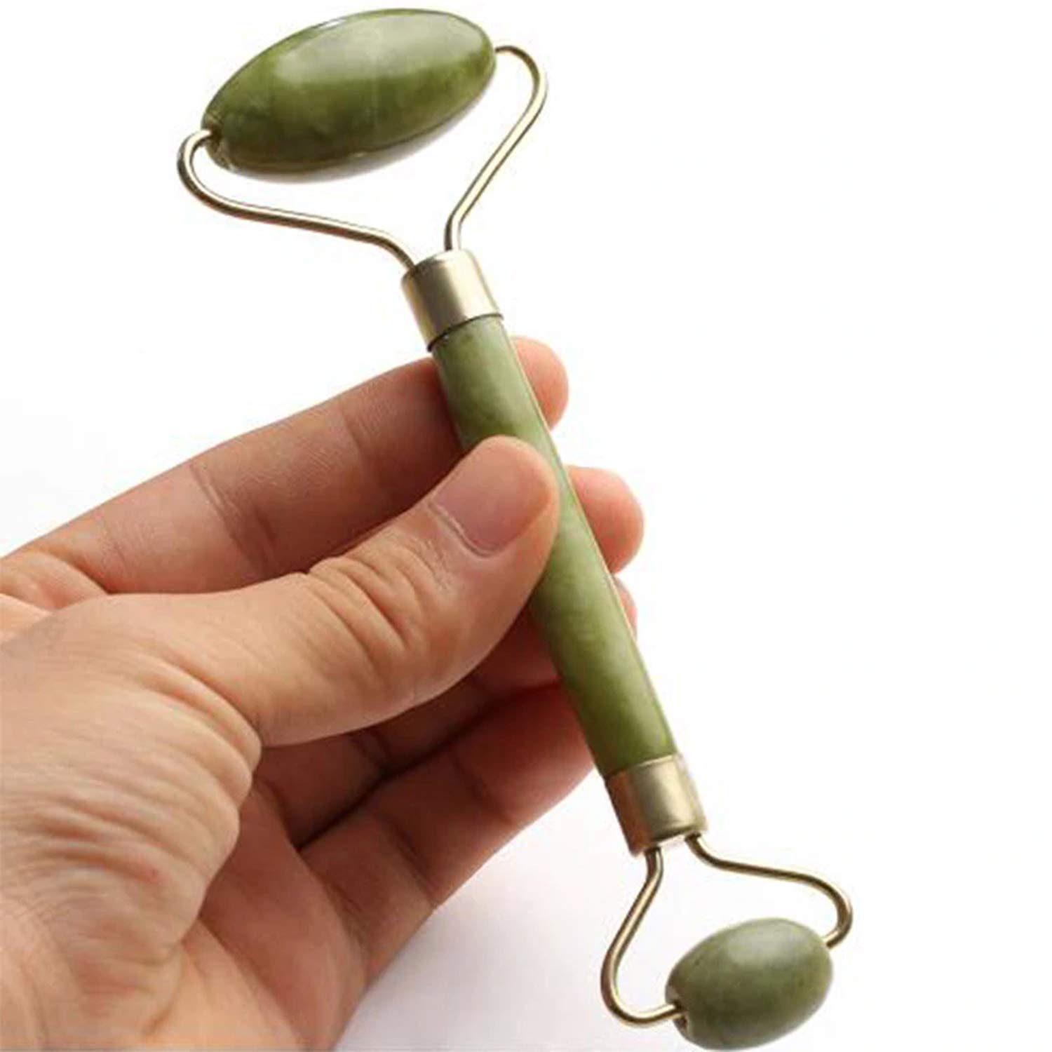 Valashiv Natural Jade Double Sided Face Roller - Facial Massager & Slimming Tool for Face, Neck & Head - Reduce Puffiness & Wrinkles - Perfect for Skincare Routine & Relaxation at Home or Spa