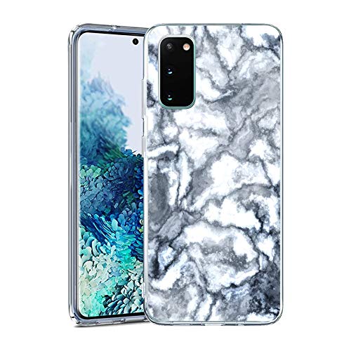 Shockproof Clear TPU Case for Samsung Galaxy S20 FE - Marble Floral Design Protective Cover with Bumper (White Flower Pattern) | Perfect for Women's Daily Use, Office & Outdoor Activities