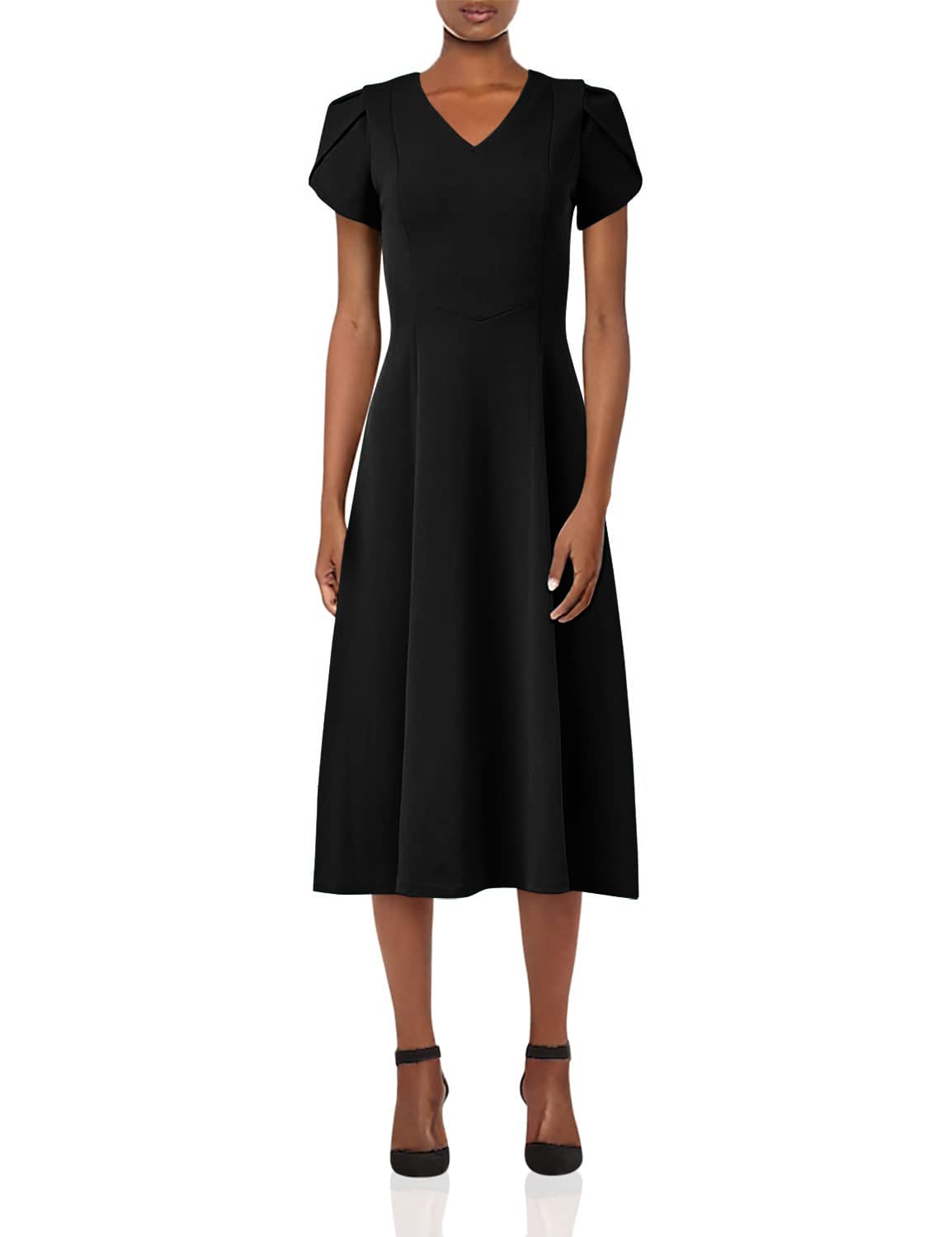 Calvin Klein Women's Tulip Sleeve A-Line Midi Dress - Elegant Floral Print Party & Cocktail Dress for Weddings, Date Nights & Office Wear