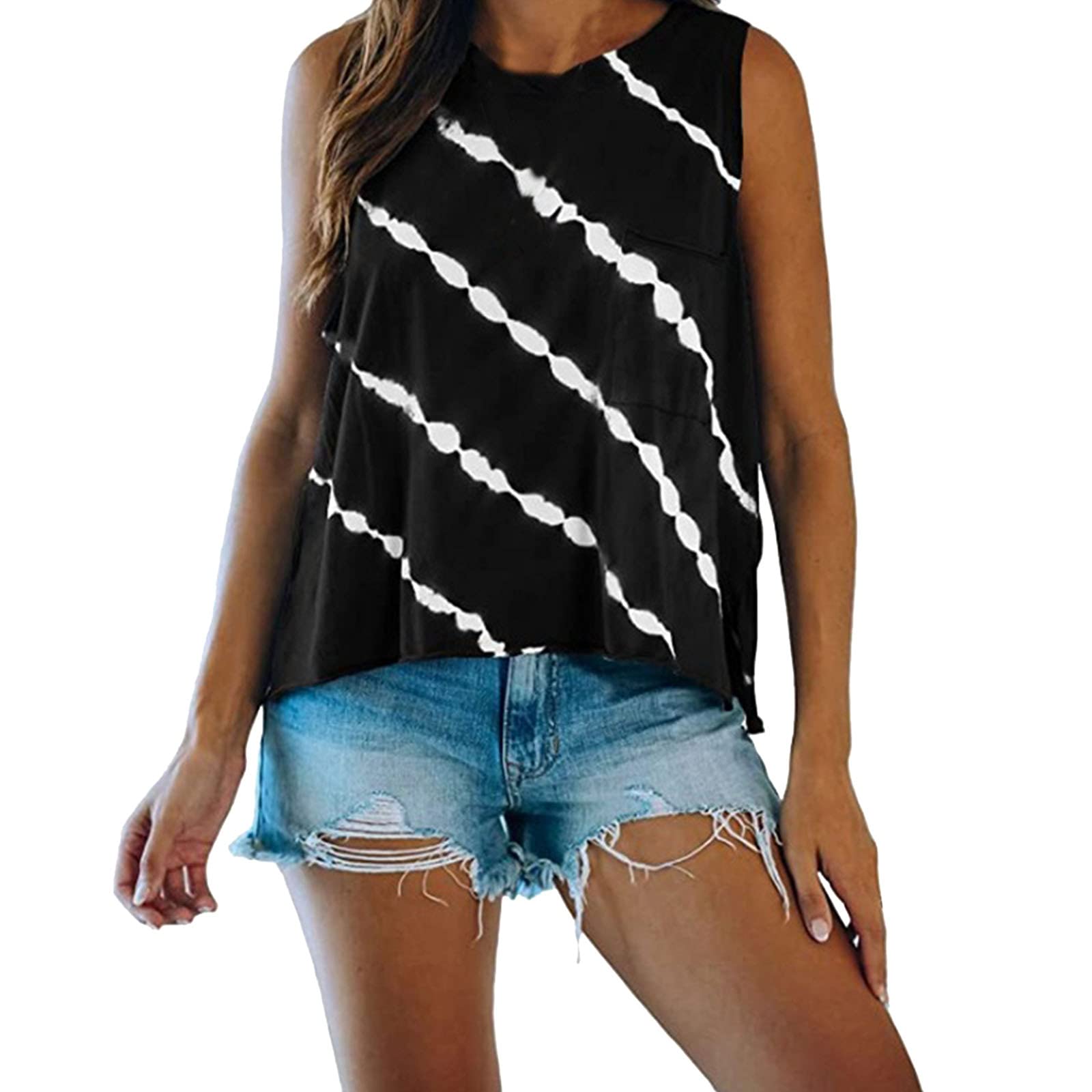 Women's Cute Leopard Heart Print Color Block Tank Tops - Sleeveless Summer Crewneck Loose Casual Workout T-Shirts for Gym, Beach & Everyday Wear
