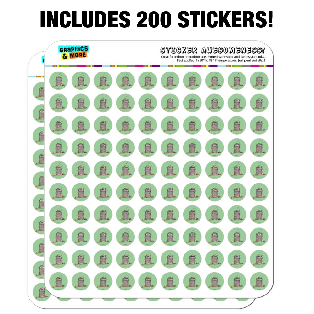 Sesame Street Oscar The Grouch Trash Can Planner Stickers - Scrapbooking & Crafting Supplies for DIY Projects, Bullet Journal, and School Organization
