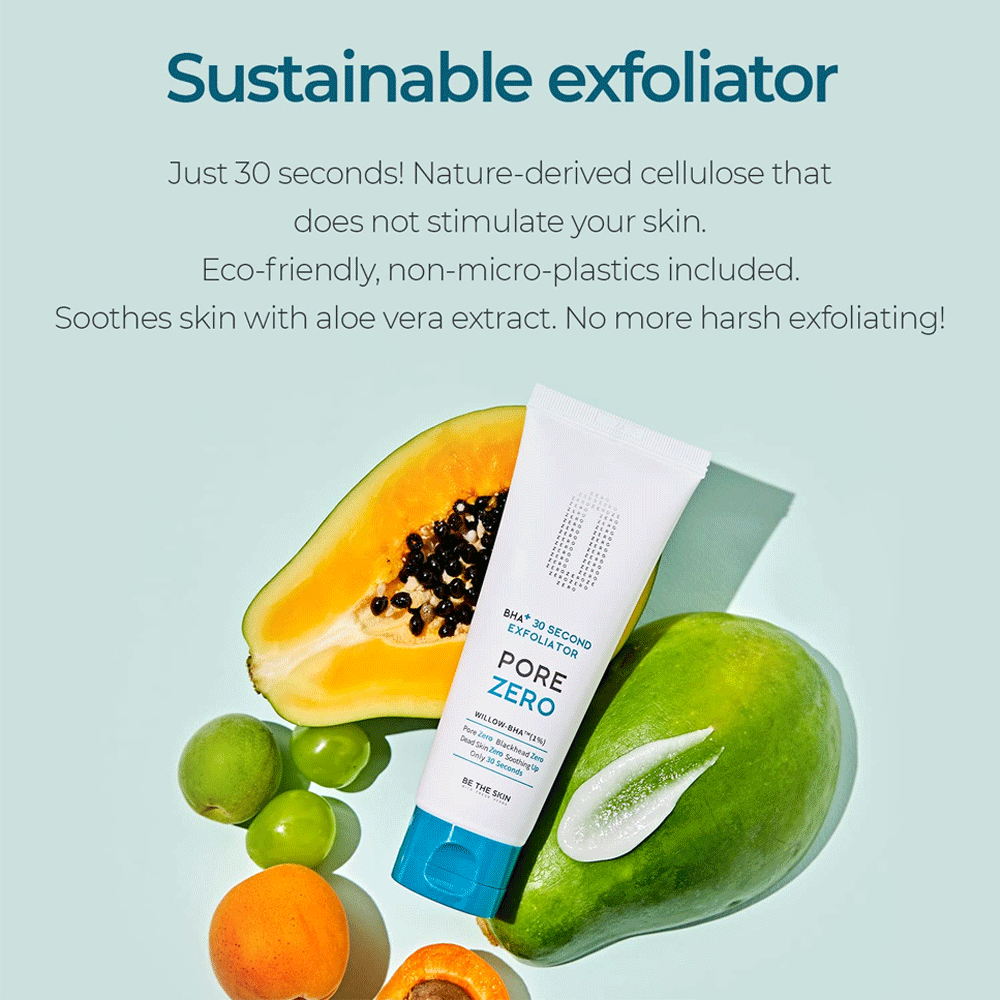 Be The Skin BHA+ Pore Zero 30 Second Exfoliator 100g - Deep Cleansing Face Scrub for Blackheads & Acne - Perfect for Daily Skincare Routine & Pore Minimizing