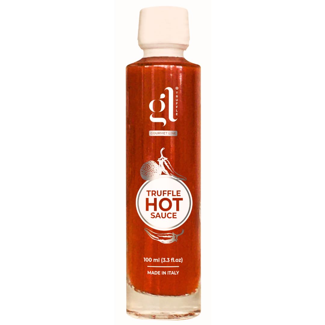 GL Truffle GOURMET LINE Truffle Hot Sauce 100ml (3.4oz) - Premium Italian Gourmet Hot Sauce with Chili Peppers & Black Summer Truffle, Non-GMO, Truffle Zest - Perfect for Pasta, Pizza, Burgers & Gourmet Cooking