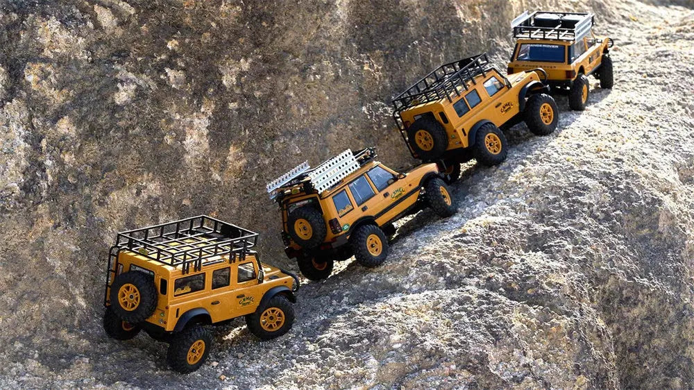 FMS FCX24M 1/24 Scale 4WD RC Rock Crawler Truck - Licensed Range Rover Camel Trophy Edition with LED Lights | 2.4G Remote Control Off-Road Vehicle for Indoor/Outdoor Crawling & Trail Adventures