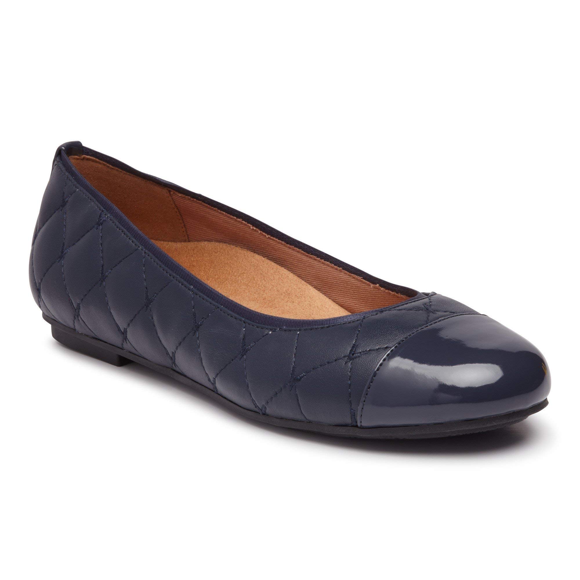 Vionic Desiree Women's Quilted Flat Supportive Dress Shoes - Comfortable Orthopedic Slip-On Loafers for Work, Office & Business Casual Outfits